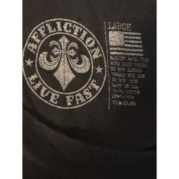 Affliction Womens T-Shirt Size Large Skull Patchwork Deconstructed Gothic Grunge - Picture 8 of 11